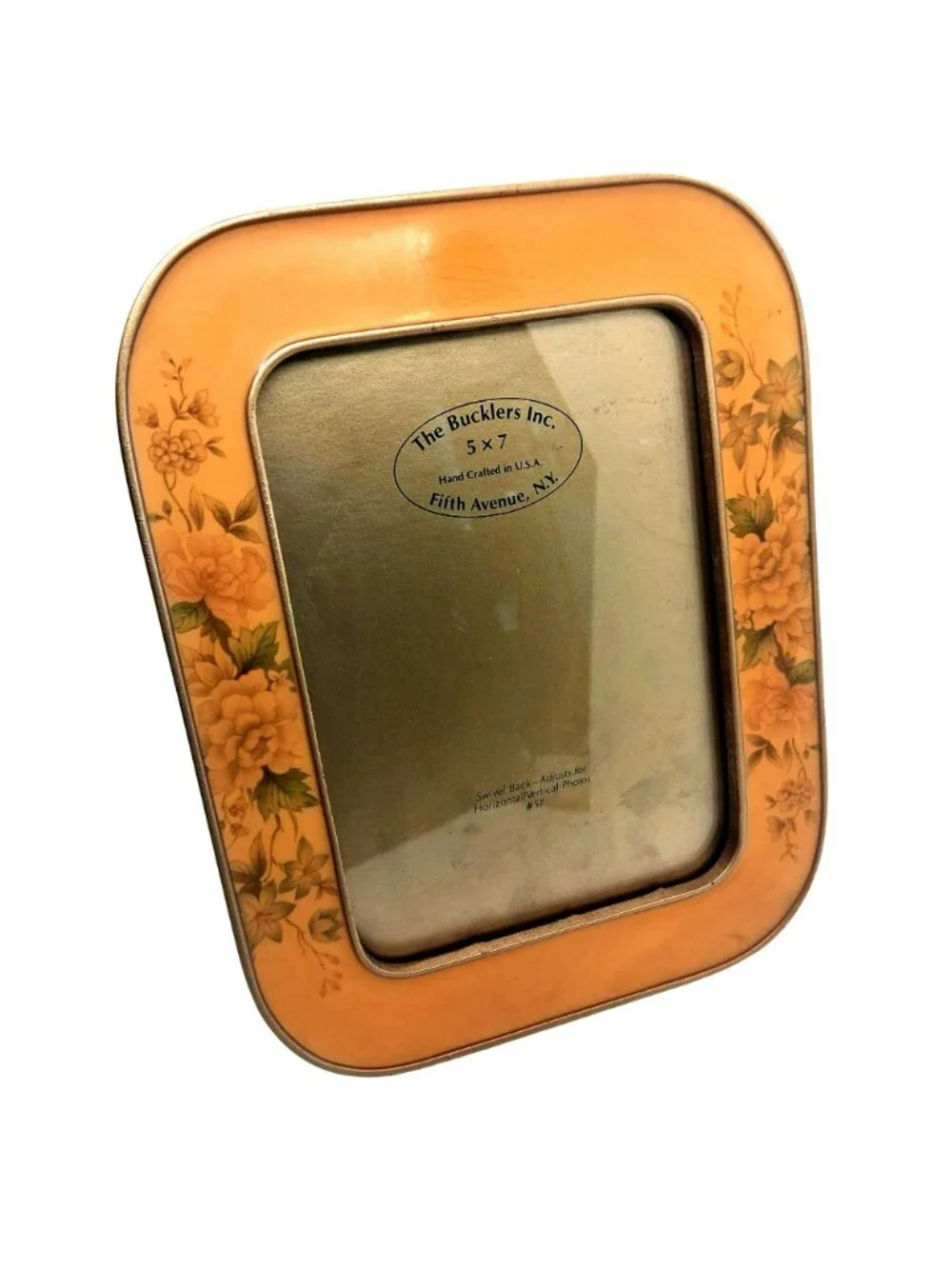 Vintage Bucklers Inc Fifth Avenue NY Brass Enamel Swivel Back Table Top Frame